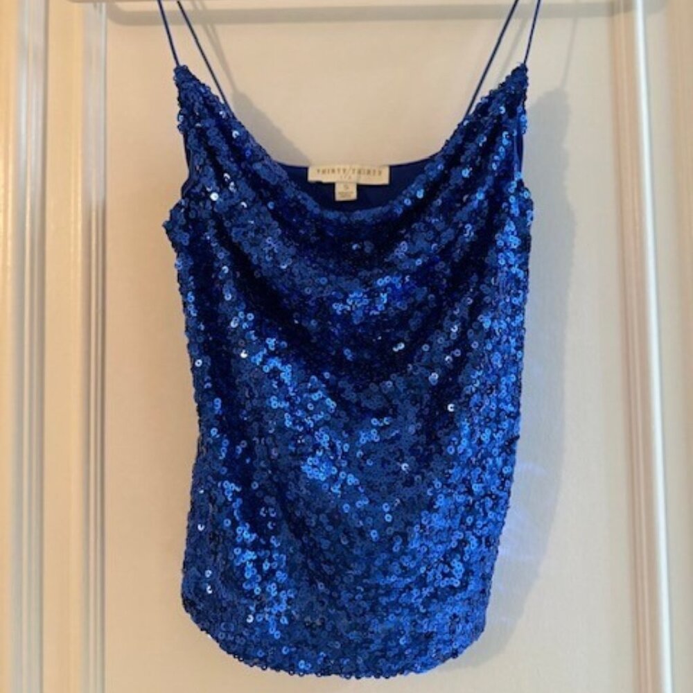 "Thirty/Thirty" Blue Sequins Top Size Small